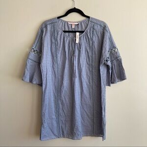 NWT Victoria Secret Blue Eyelet Lace Cotton Tunic S/P